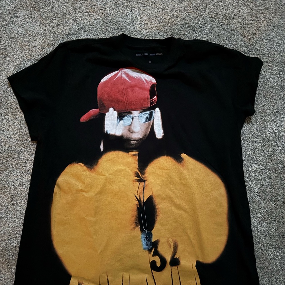 Black Graphic T-Shirt with Red and Yellow Design